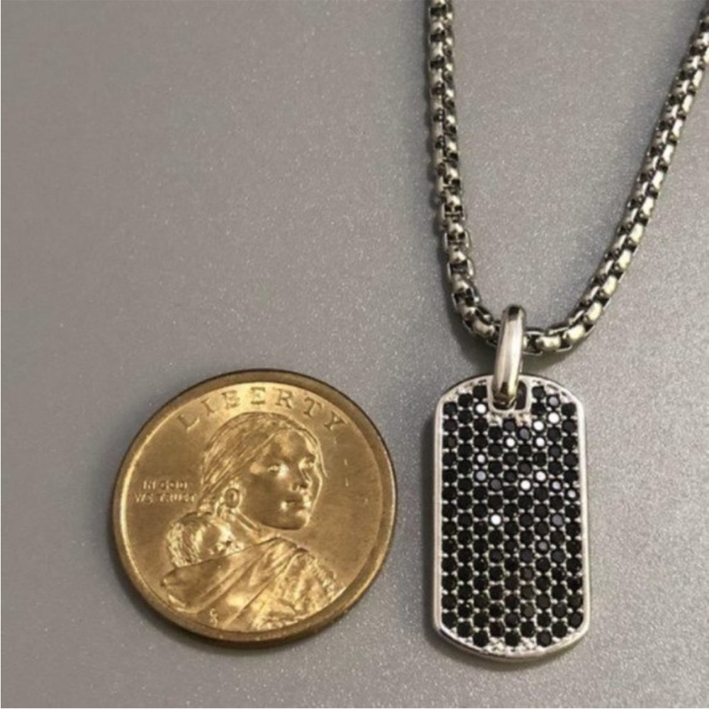 David Yurman Silver Necklace with Black Pendant - Picture 2 of 7